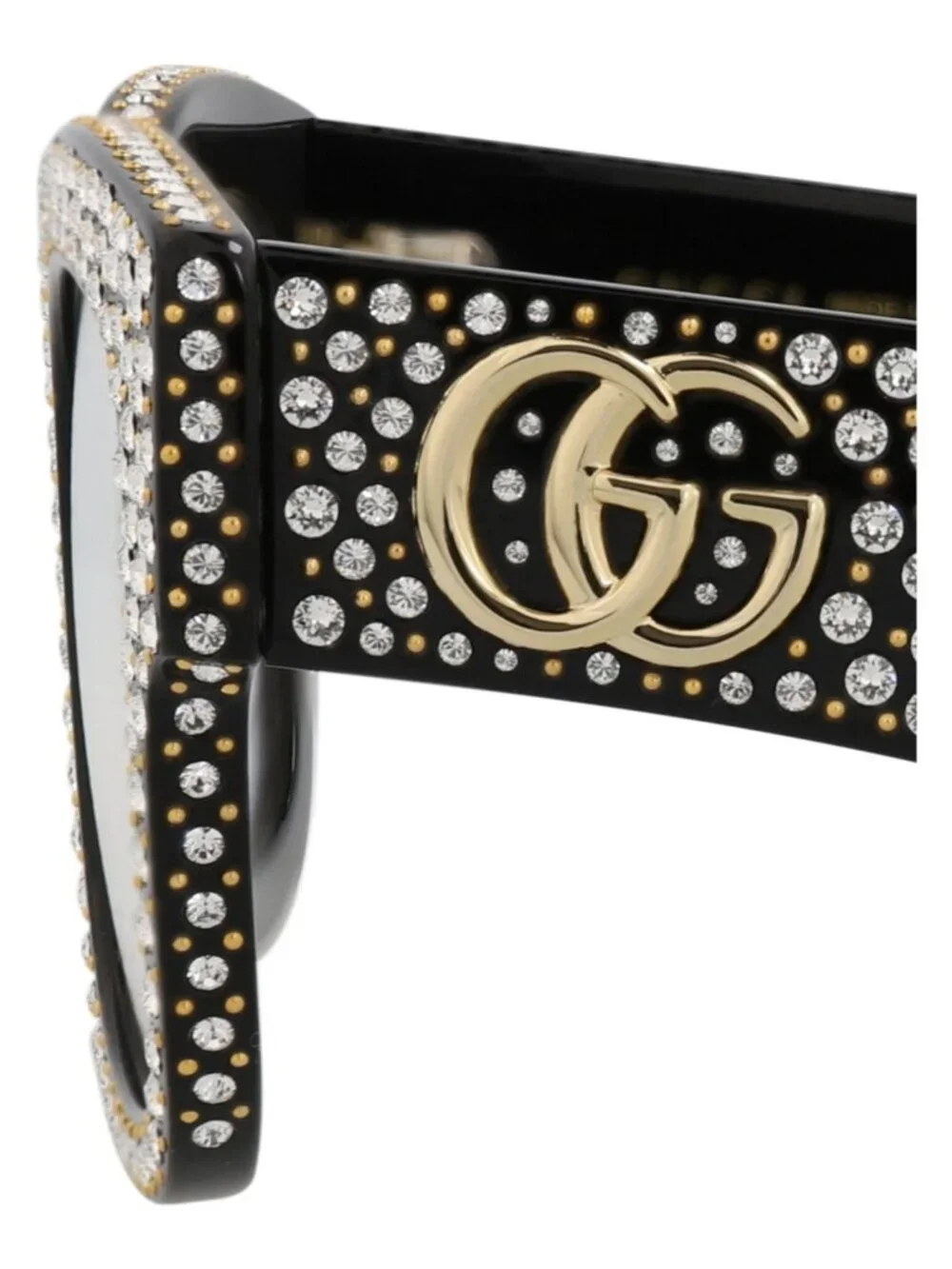 New Gucci Women's Sunglasses Square Rectangle Recycled Acetate Frame Black Black